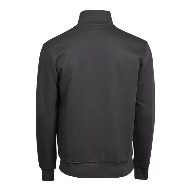 Sweat cardigan zippé en coton et polyester, col montant, poches avant, 310 g/m²