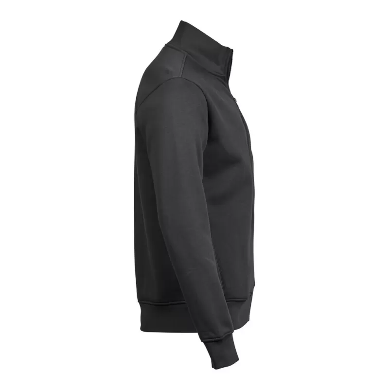 Sweat cardigan zippé en coton et polyester, col montant, poches avant, 310 g/m²