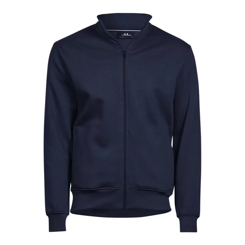 Sweat cardigan zippé en coton et polyester, col montant, poches avant, 310 g/m²