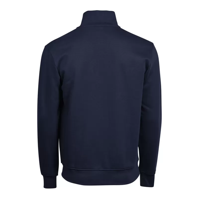 Sweat cardigan zippé en coton et polyester, col montant, poches avant, 310 g/m²