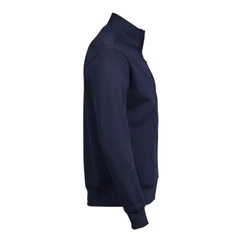 Sweat cardigan zippé en coton et polyester, col montant, poches avant, 310 g/m²