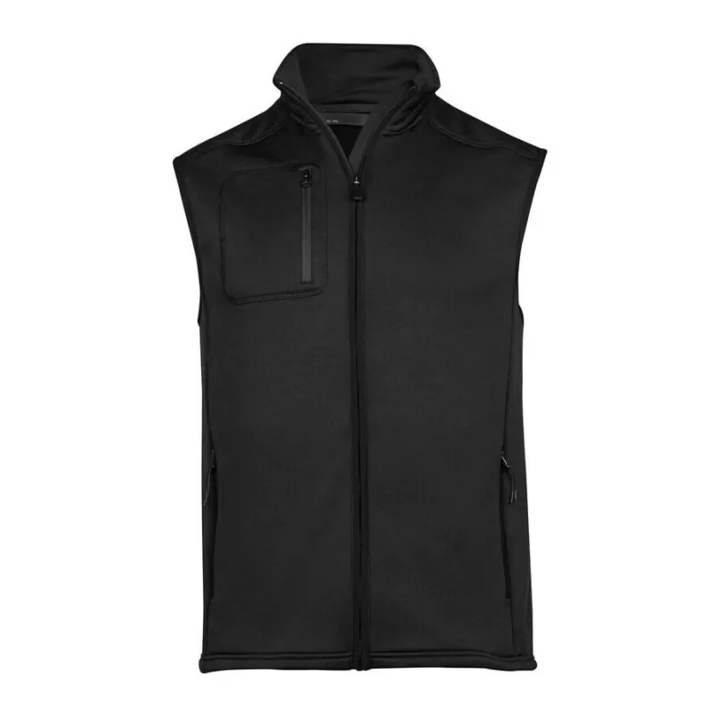 Bodywarmer en polaire ajusté, col montant, poches zippées, 235 g/m²