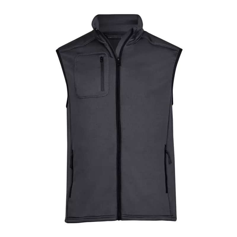 Bodywarmer en polaire ajusté, col montant, poches zippées, 235 g/m²