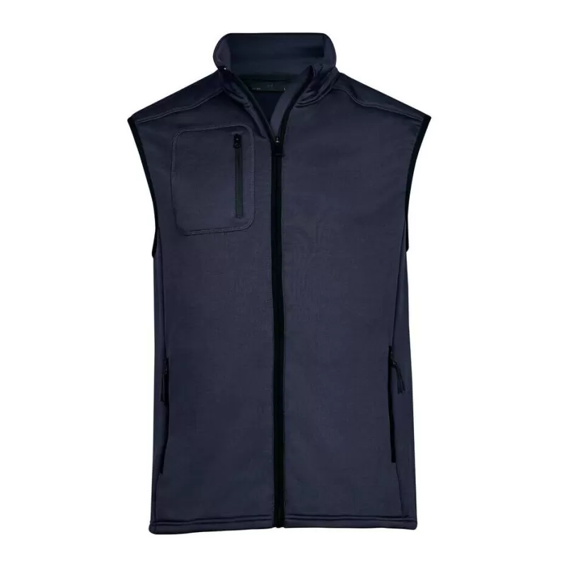 Bodywarmer en polaire ajusté, col montant, poches zippées, 235 g/m²