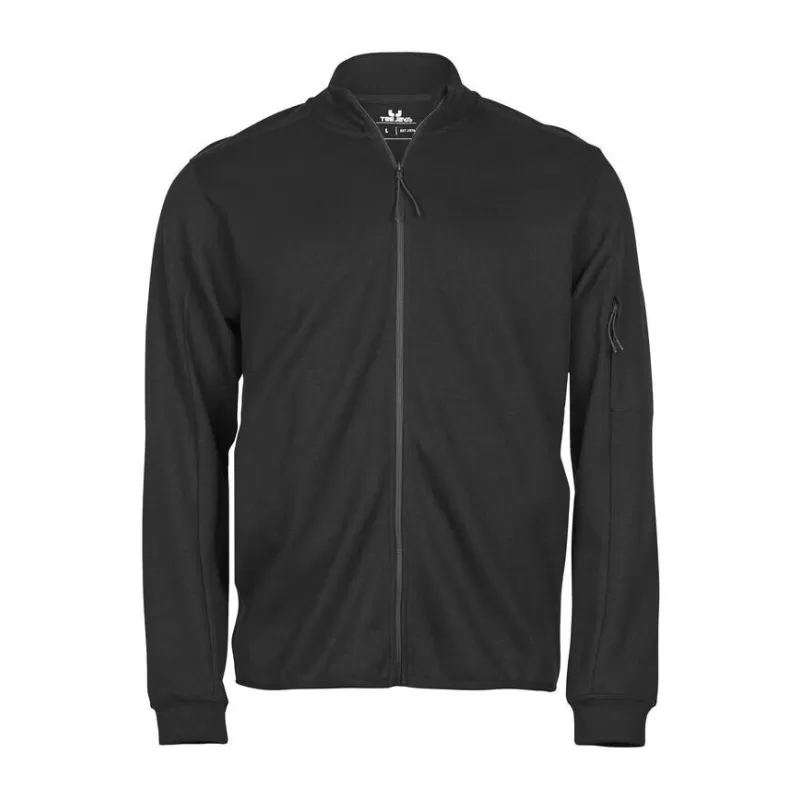 Sweat de sport zippé en coton ringspun, col cadet, poches latérales, 320 g/m²