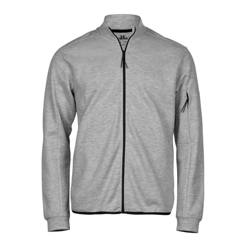 Sweat de sport zippé en coton ringspun, col cadet, poches latérales, 320 g/m²