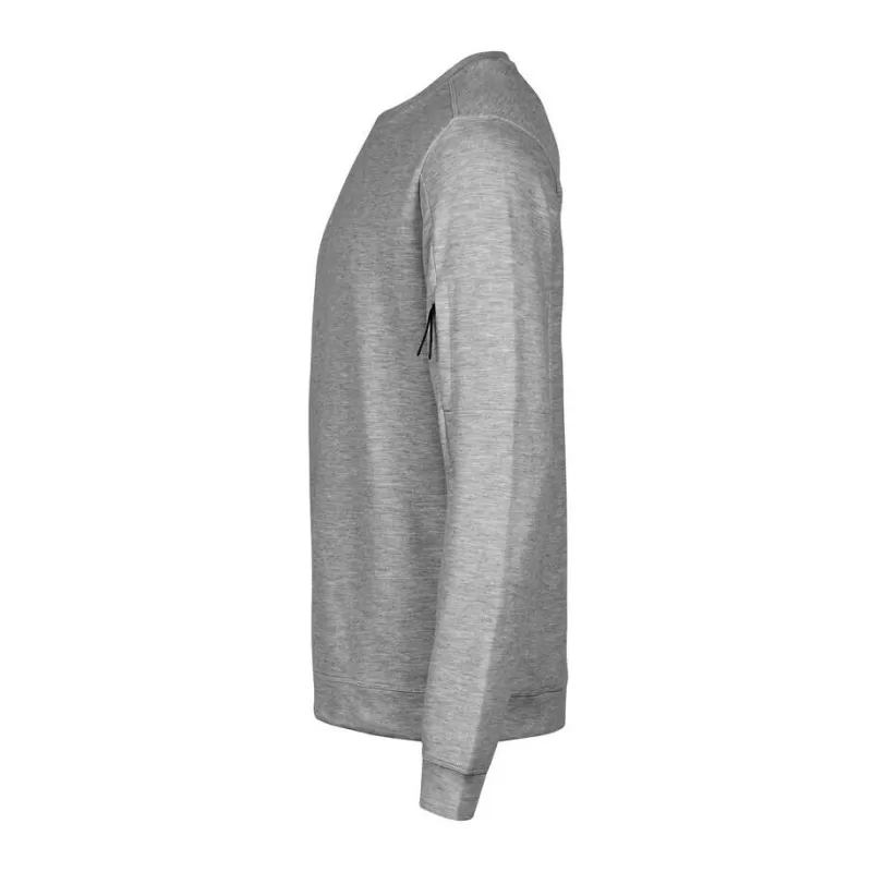 Sweat de sport col rond en coton et polyester, poche zippée sur la manche, 320 g/m²