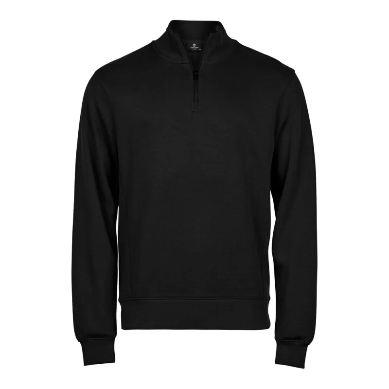 Sweat col zippé en coton ringspun, manches droites, 365 g/m²