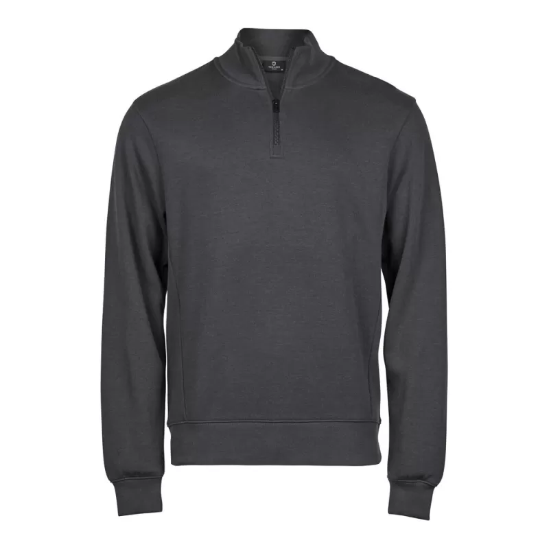 Sweat col zippé en coton ringspun, manches droites, 365 g/m²