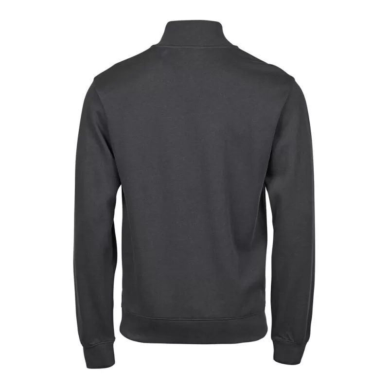 Sweat col zippé en coton ringspun, manches droites, 365 g/m²
