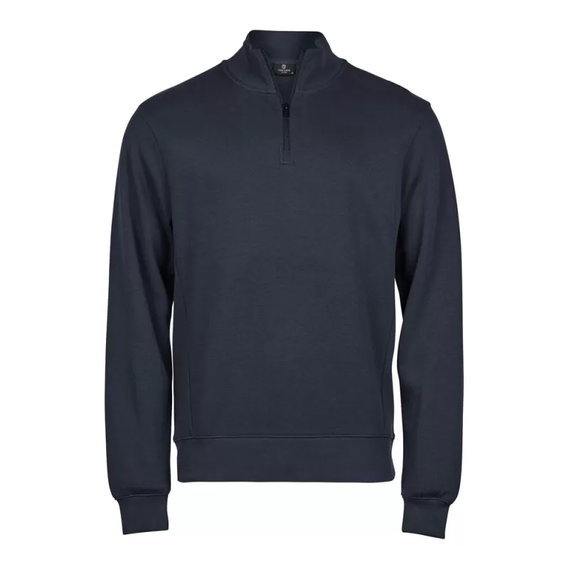 Sweat col zippé en coton ringspun, manches droites, 365 g/m²