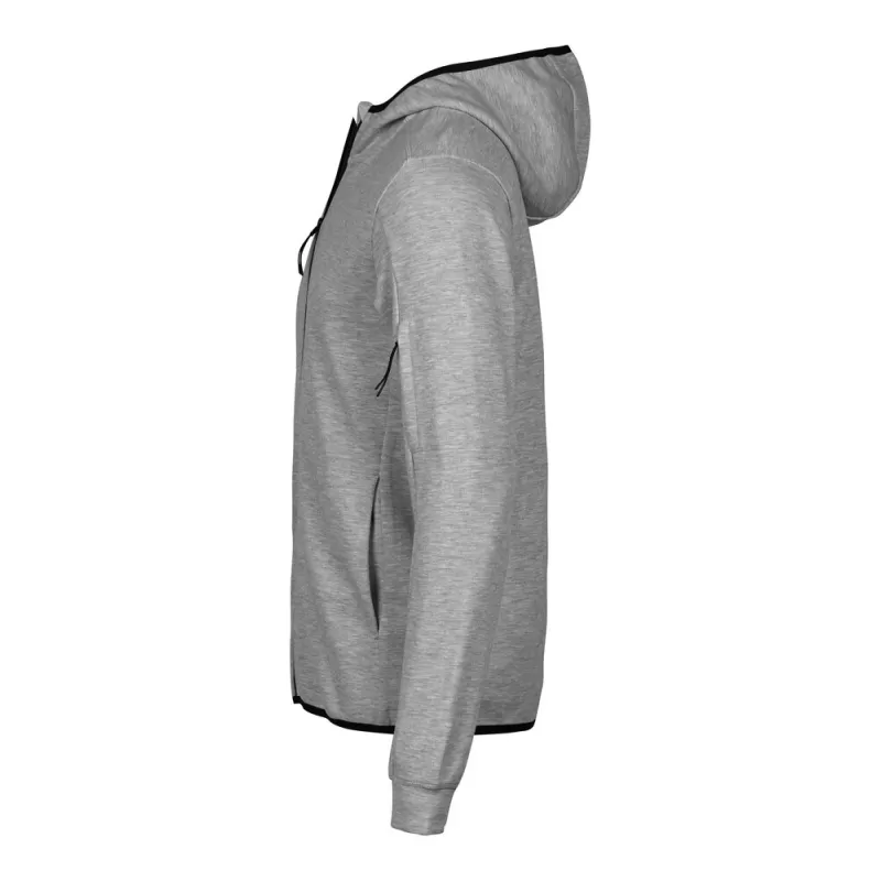 Sweat de sport à capuche zippé en coton ringspun, poches latérales, 320 g/m²