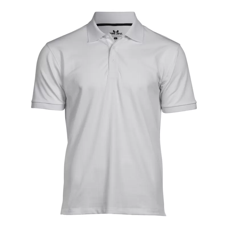 Polo homme coupe ajustée en polyester recyclé et élasthanne, col plat, 187 g/m²