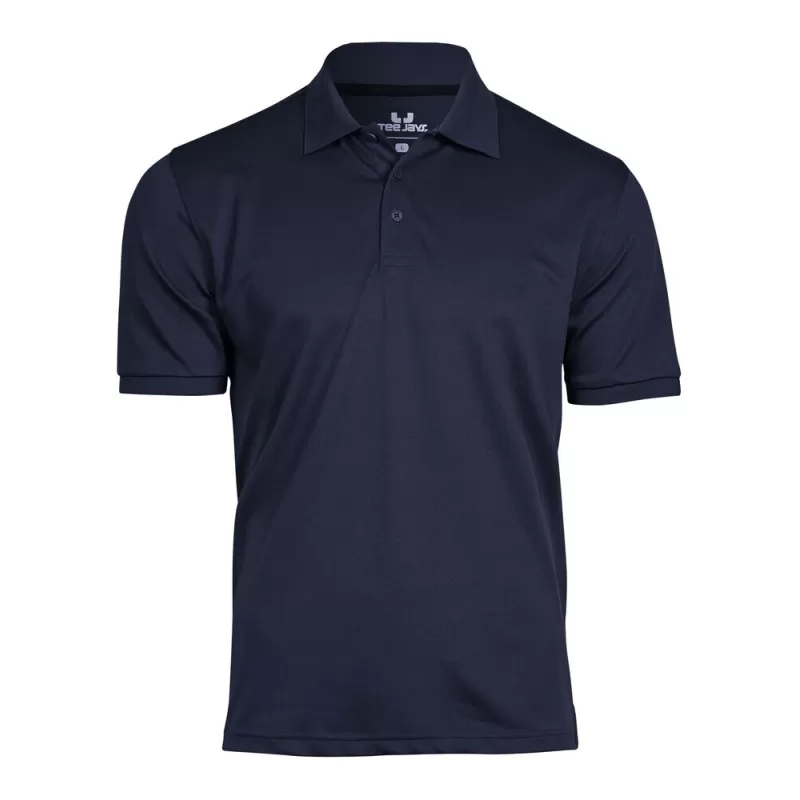 Polo homme coupe ajustée en polyester recyclé et élasthanne, col plat, 187 g/m²