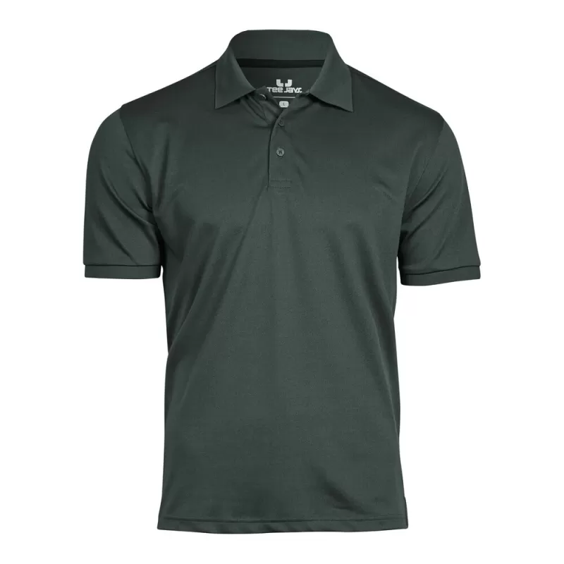 Polo homme coupe ajustée en polyester recyclé et élasthanne, col plat, 187 g/m²