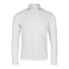 Chemise habillée stretch ajustée en coton, col italien, manches modernes, 175 g/m²