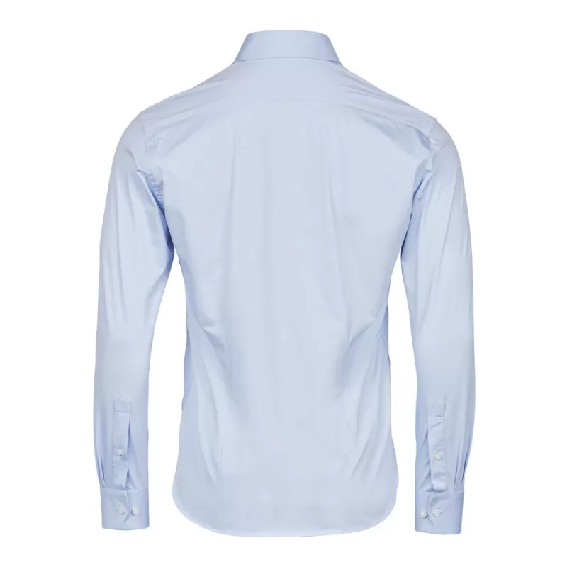 Chemise habillée stretch ajustée en coton, col italien, manches modernes, 175 g/m²