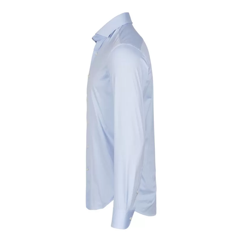 Chemise habillée stretch ajustée en coton, col italien, manches modernes, 175 g/m²