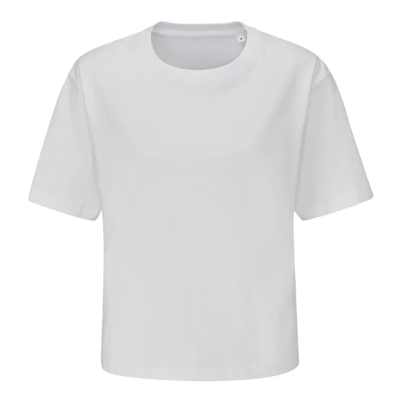 T-shirt court crop-top femme doux et lourd, coupe ample en coton bio, 220 g/m²
