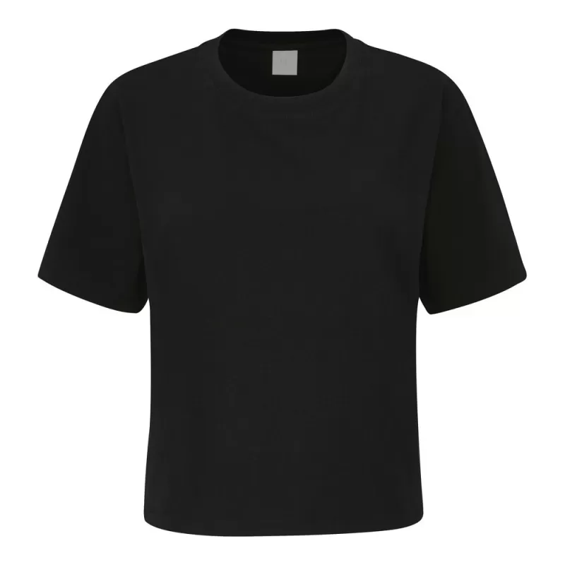 T-shirt court crop-top femme doux et lourd, coupe ample en coton bio, 220 g/m²