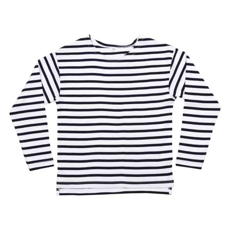 T-shirt marinière enfant manches longues en coton bio, 150 g/m²