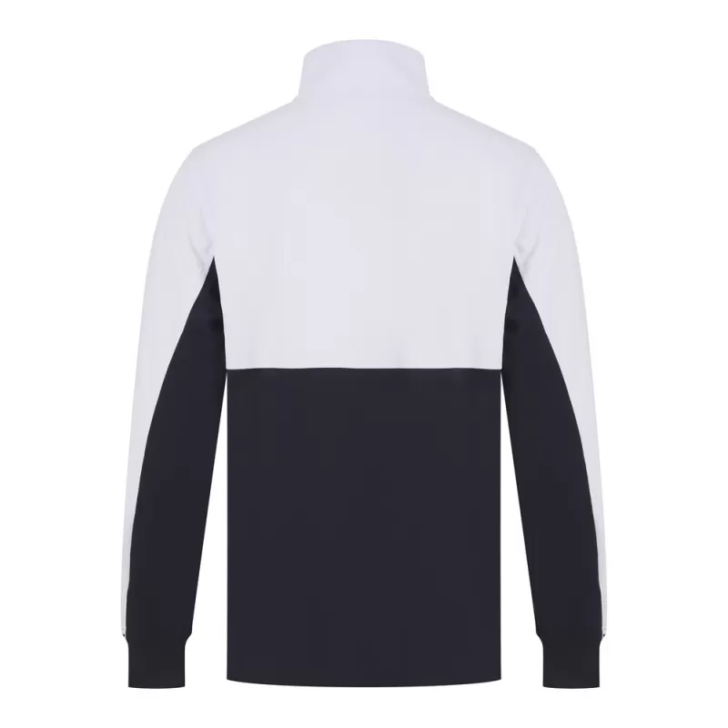 Sweat de sport col zippé en polyester, manches contrastées, 250 g/m²