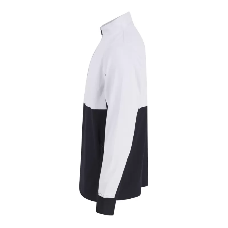 Sweat de sport col zippé en polyester, manches contrastées, 250 g/m²