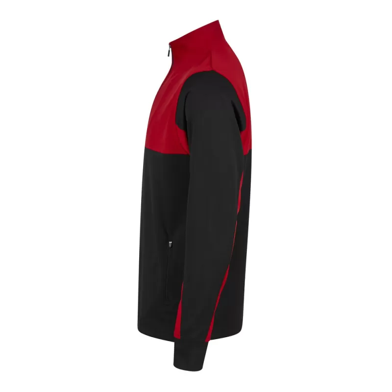 Sweat de sport col zippé en polyester, manches contrastées, 250 g/m²