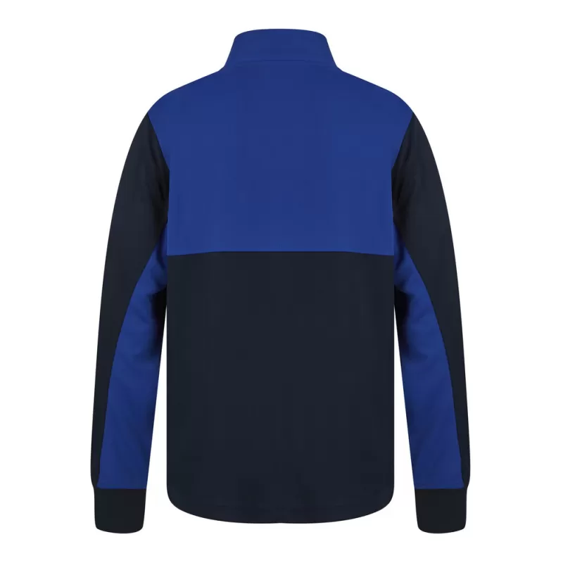 Sweat de sport col zippé en polyester, manches contrastées, 250 g/m²