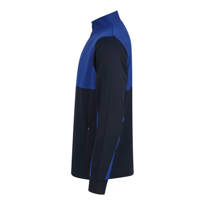 Sweat de sport col zippé en polyester, manches contrastées, 250 g/m²