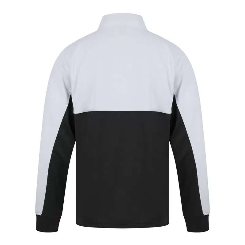 Sweat de sport col zippé en polyester, manches contrastées, 250 g/m²