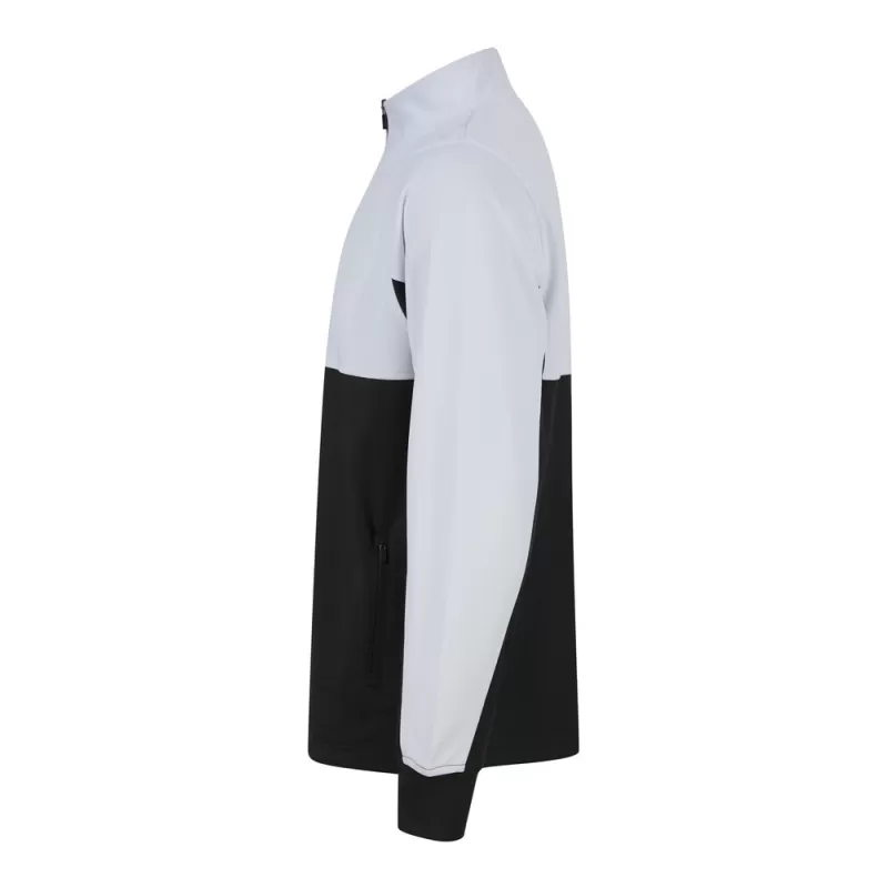 Sweat de sport col zippé en polyester, manches contrastées, 250 g/m²