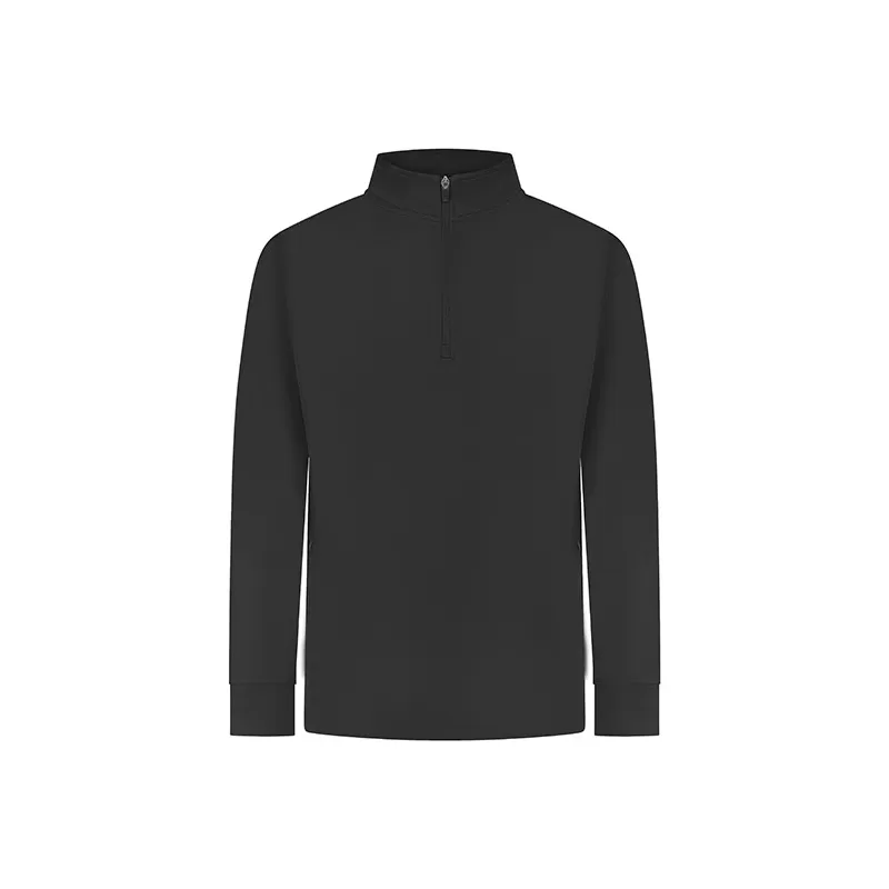 Sweat de sport col zippé en polyester, manches contrastées, 250 g/m²