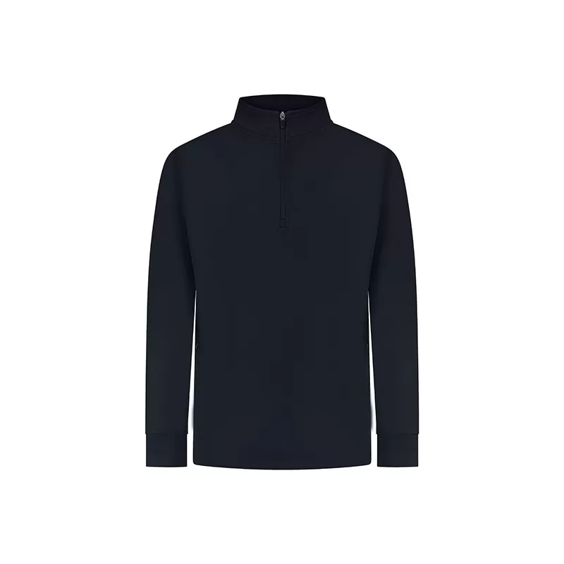 Sweat de sport col zippé en polyester, manches contrastées, 250 g/m²