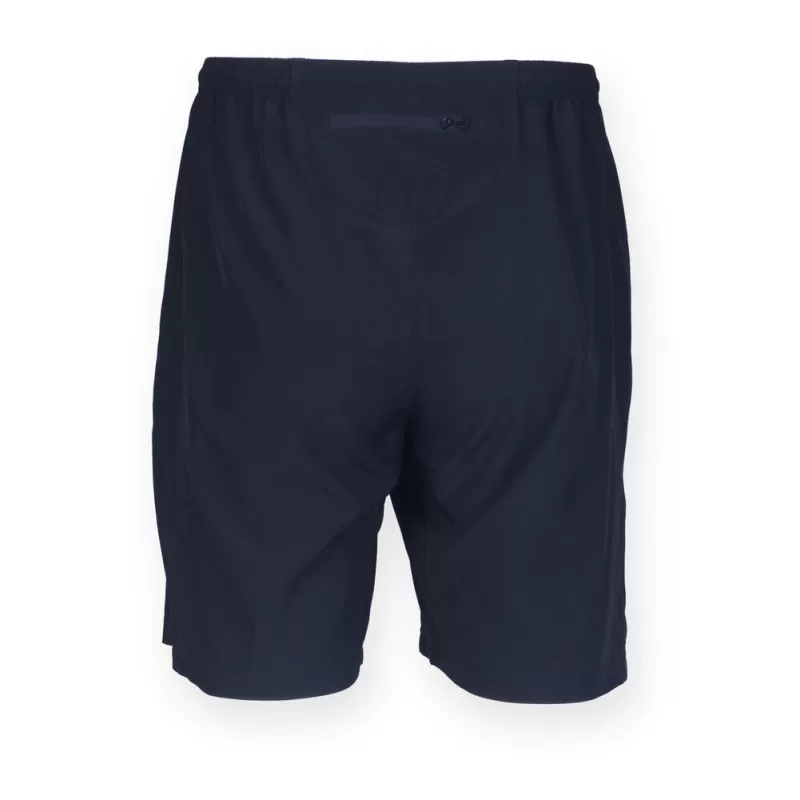 Short de sport stretch non doublé, taille élastiquée, poches zippées, 120 g/m²