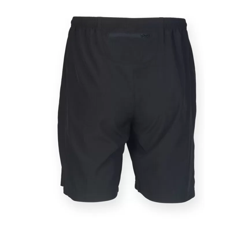 Short de sport stretch non doublé, taille élastiquée, poches zippées, 120 g/m²