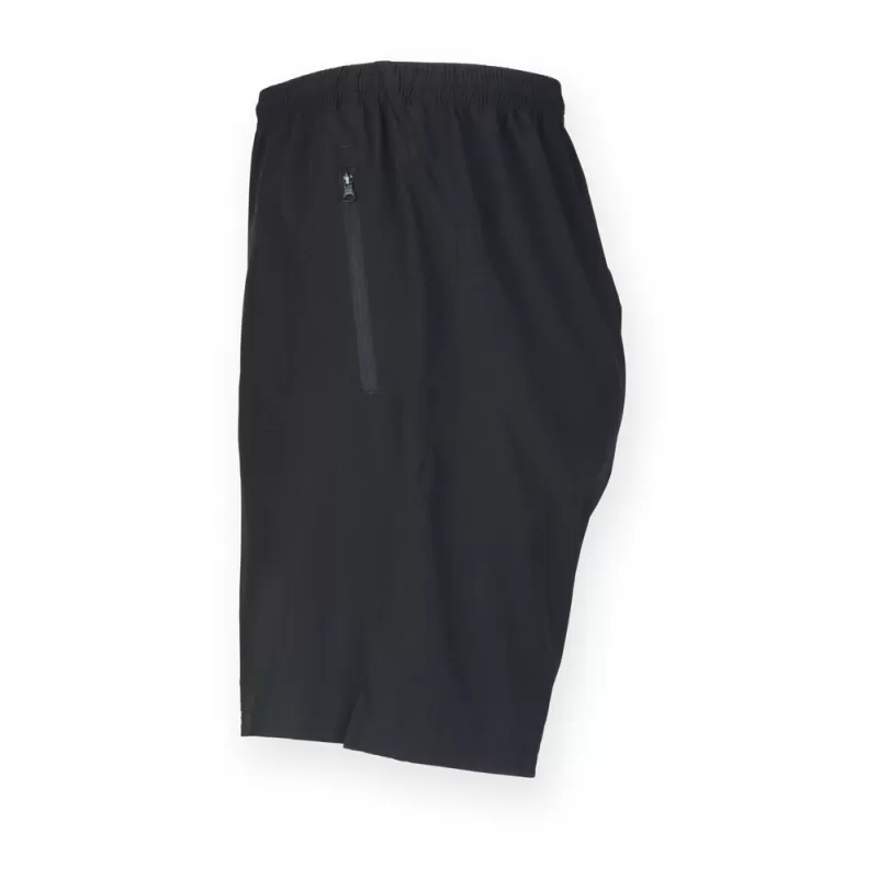 Short de sport stretch non doublé, taille élastiquée, poches zippées, 120 g/m²