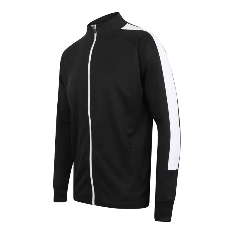 Veste de sport grand zip contrasté en polyester, poches zippées, 250 g/m²