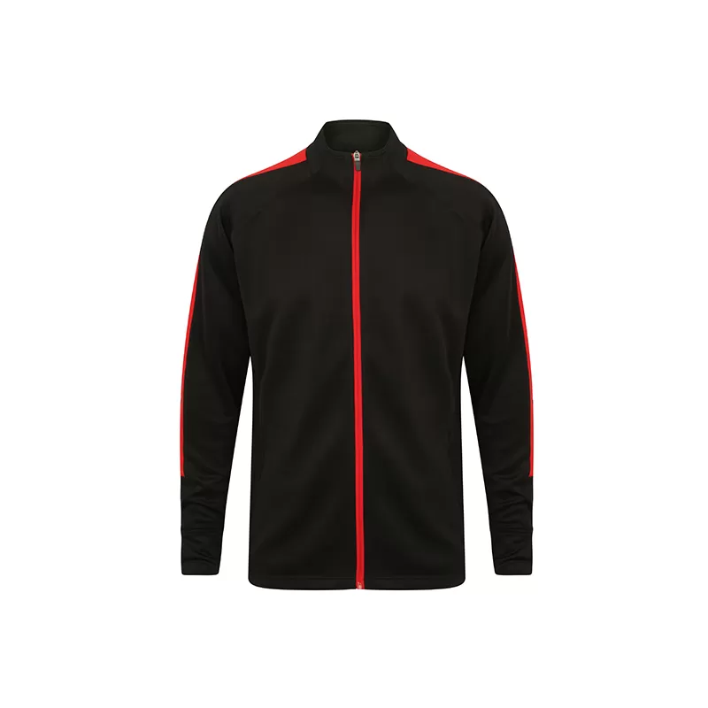 Veste de sport grand zip contrasté en polyester, poches zippées, 250 g/m²