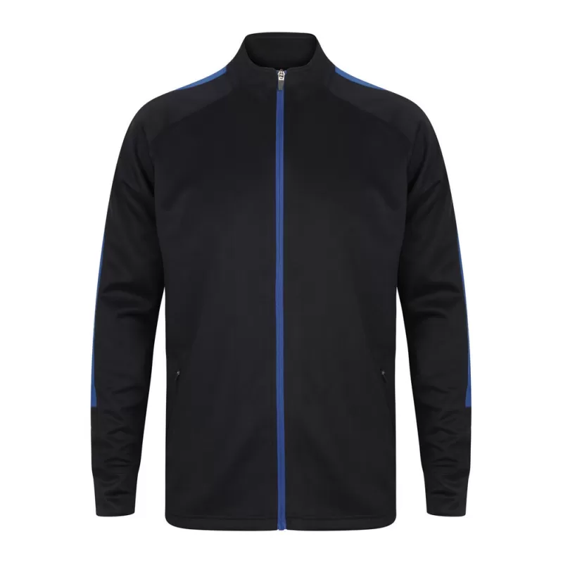 Veste de sport grand zip contrasté en polyester, poches zippées, 250 g/m²