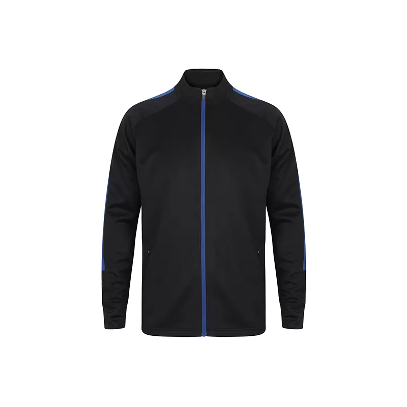 Veste de sport grand zip contrasté en polyester, poches zippées, 250 g/m²