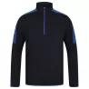 Sweat de sport bicolore col 1/4 zip en polyester, panneaux contrastants, 165 g/m²