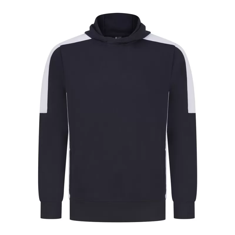 Sweat à capuche bicolore en polyester, intérieur brossé, poches zippées, 250 g/m²