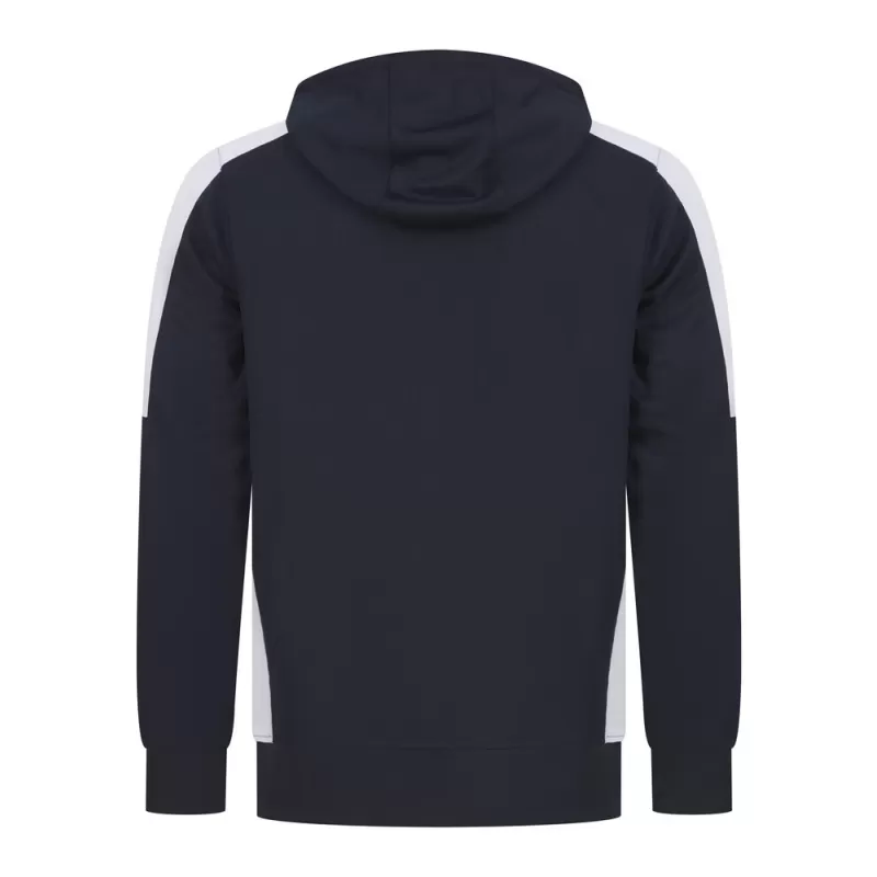 Sweat à capuche bicolore en polyester, intérieur brossé, poches zippées, 250 g/m²