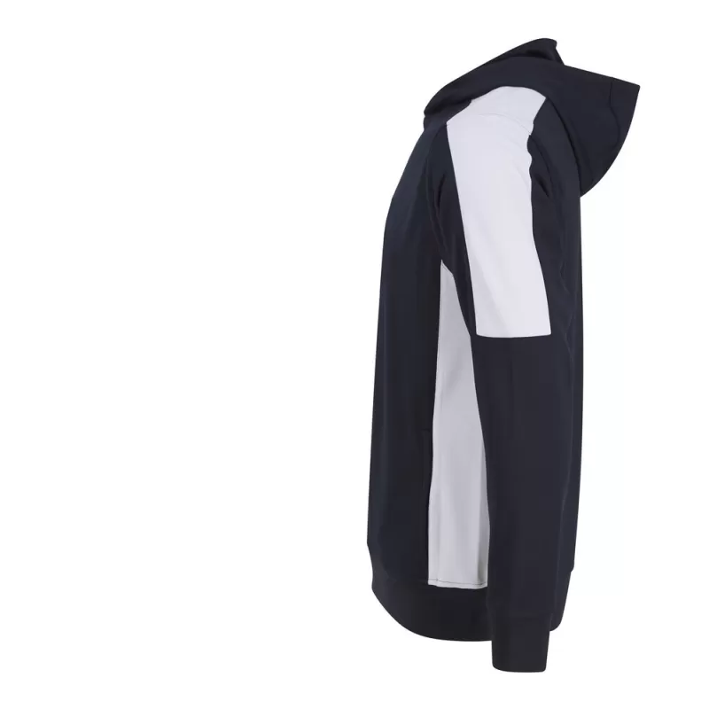 Sweat à capuche bicolore en polyester, intérieur brossé, poches zippées, 250 g/m²