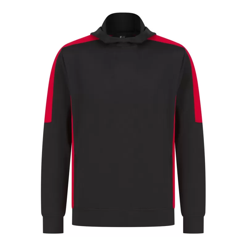 Sweat à capuche bicolore en polyester, intérieur brossé, poches zippées, 250 g/m²