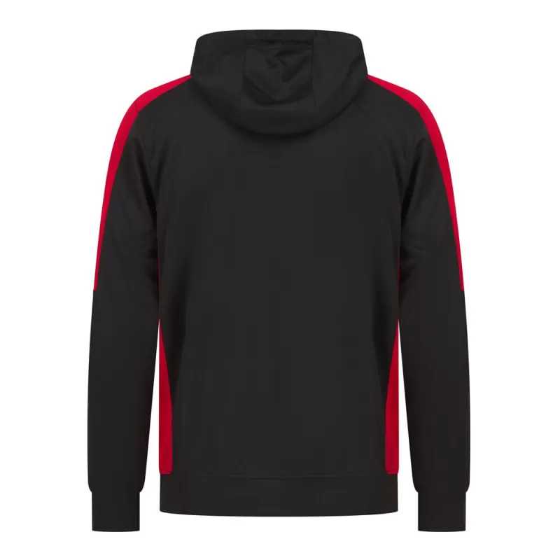 Sweat à capuche bicolore en polyester, intérieur brossé, poches zippées, 250 g/m²