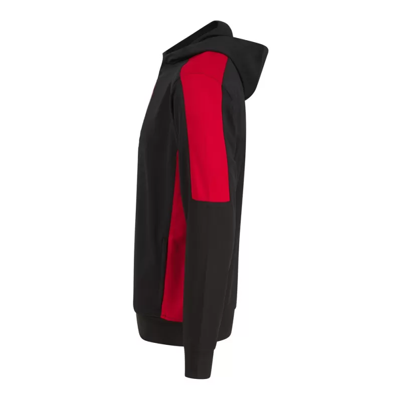 Sweat à capuche bicolore en polyester, intérieur brossé, poches zippées, 250 g/m²