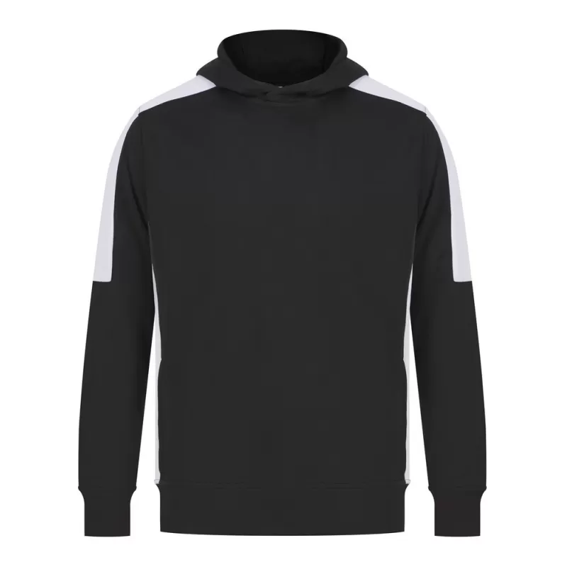 Sweat à capuche bicolore en polyester, intérieur brossé, poches zippées, 250 g/m²