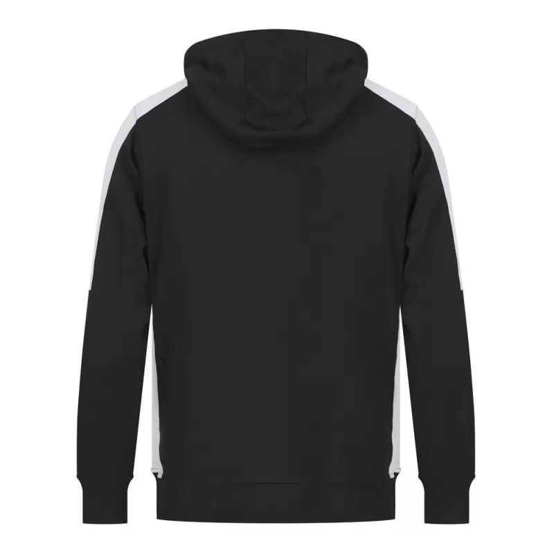 Sweat à capuche bicolore en polyester, intérieur brossé, poches zippées, 250 g/m²